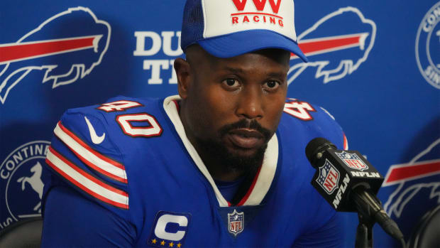 Von Miller during a postgame press conference.
